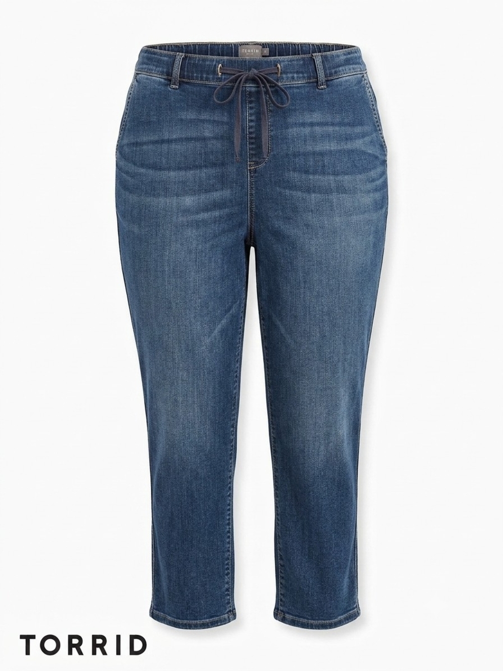 Torrid Capri Jeans Womens 4S Plus Short Blue Denim Premium Stretch Pull On Crop